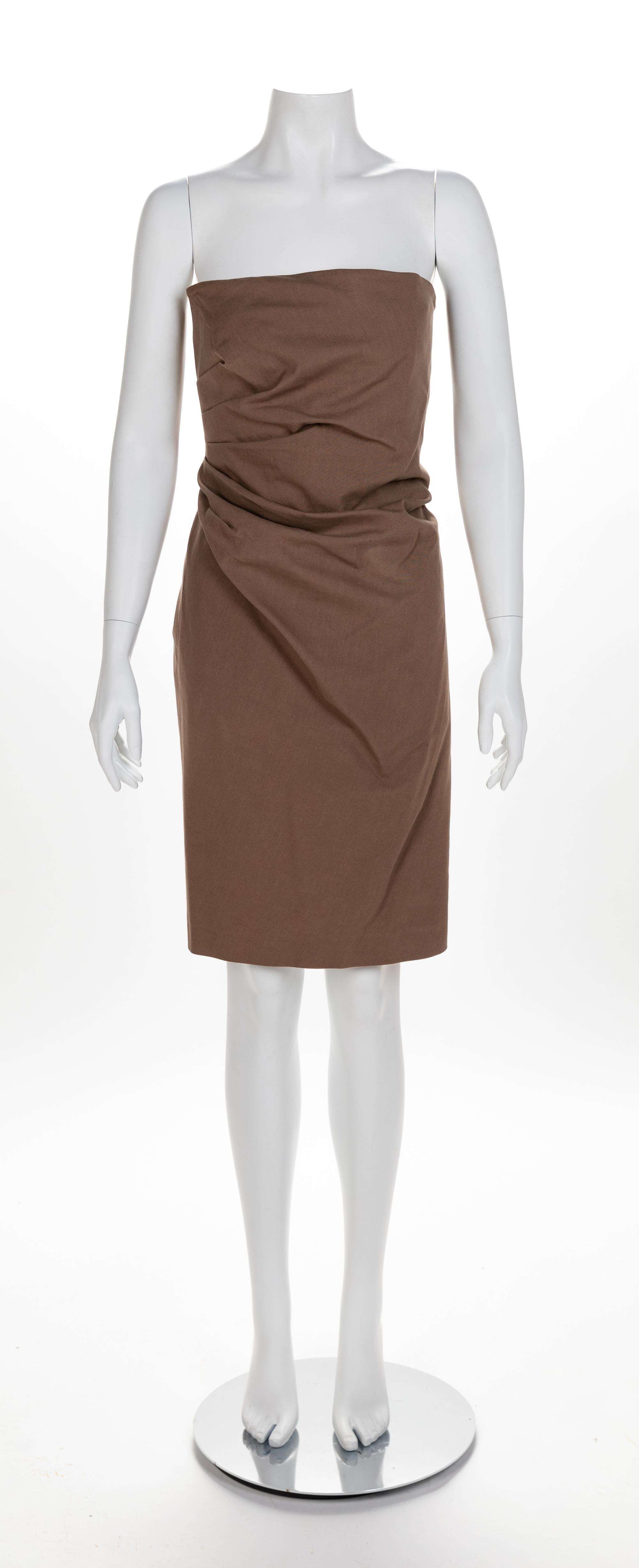 Gucci Brown Strapless Dress, 1990-2000s