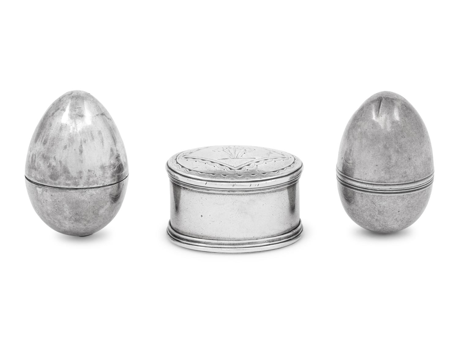 Three Georgian Silver Nutmeg Graters