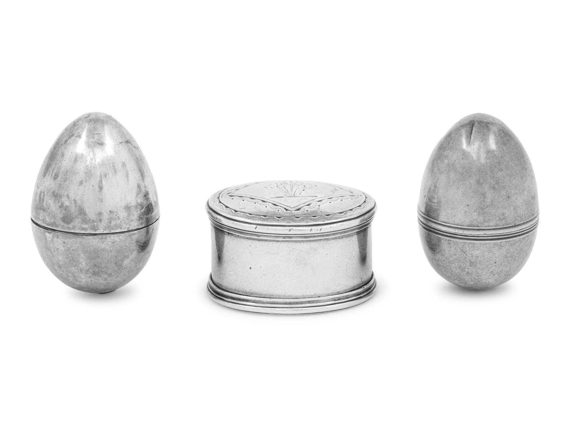 Three Georgian Silver Nutmeg Graters