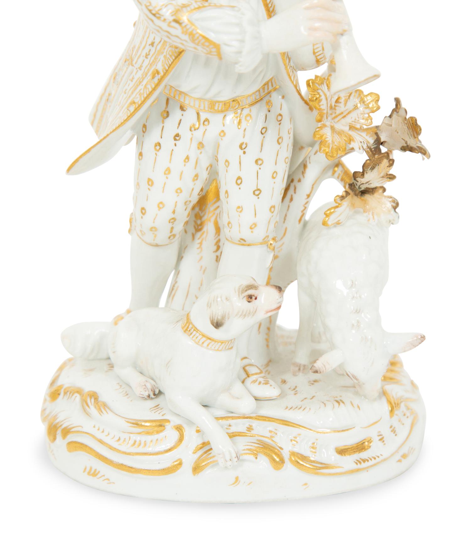A Pair of Partial Gilt Meissen Porcelain Figures of a Man and Woman