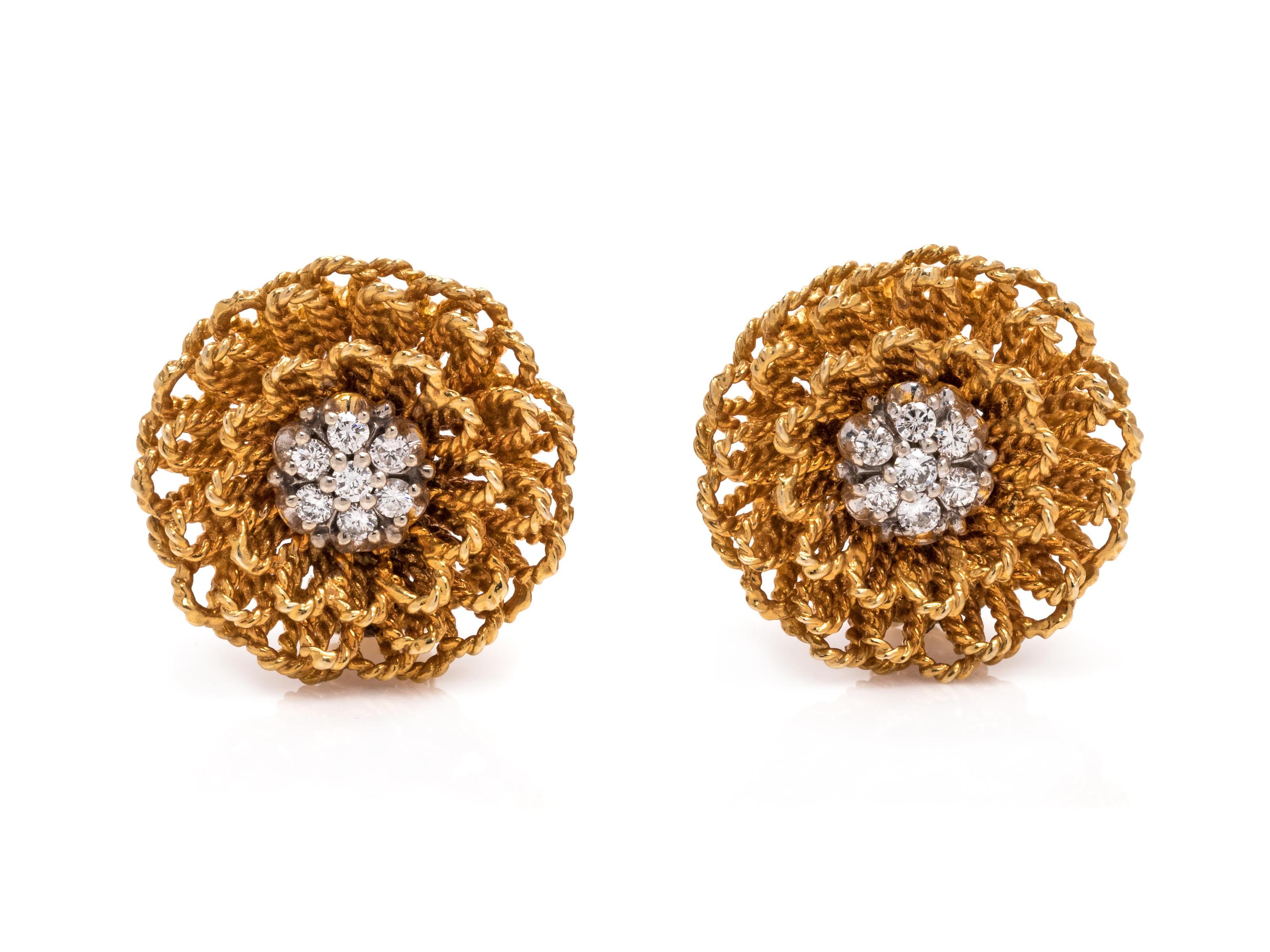YELLOW GOLD AND DIAMOND EARCLIPS