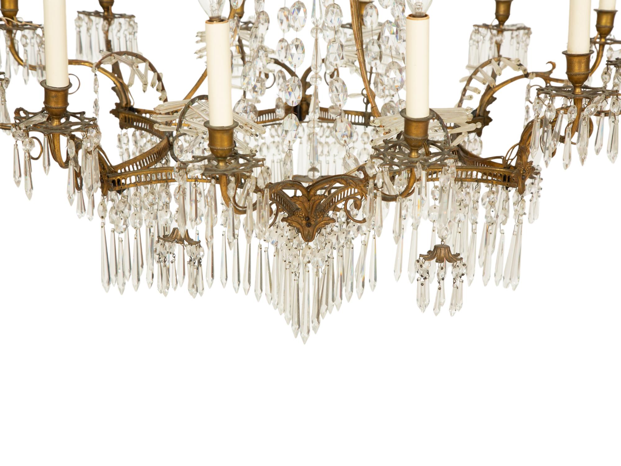 A Baltic Gilt Bronze and Cut Glass Chandelier