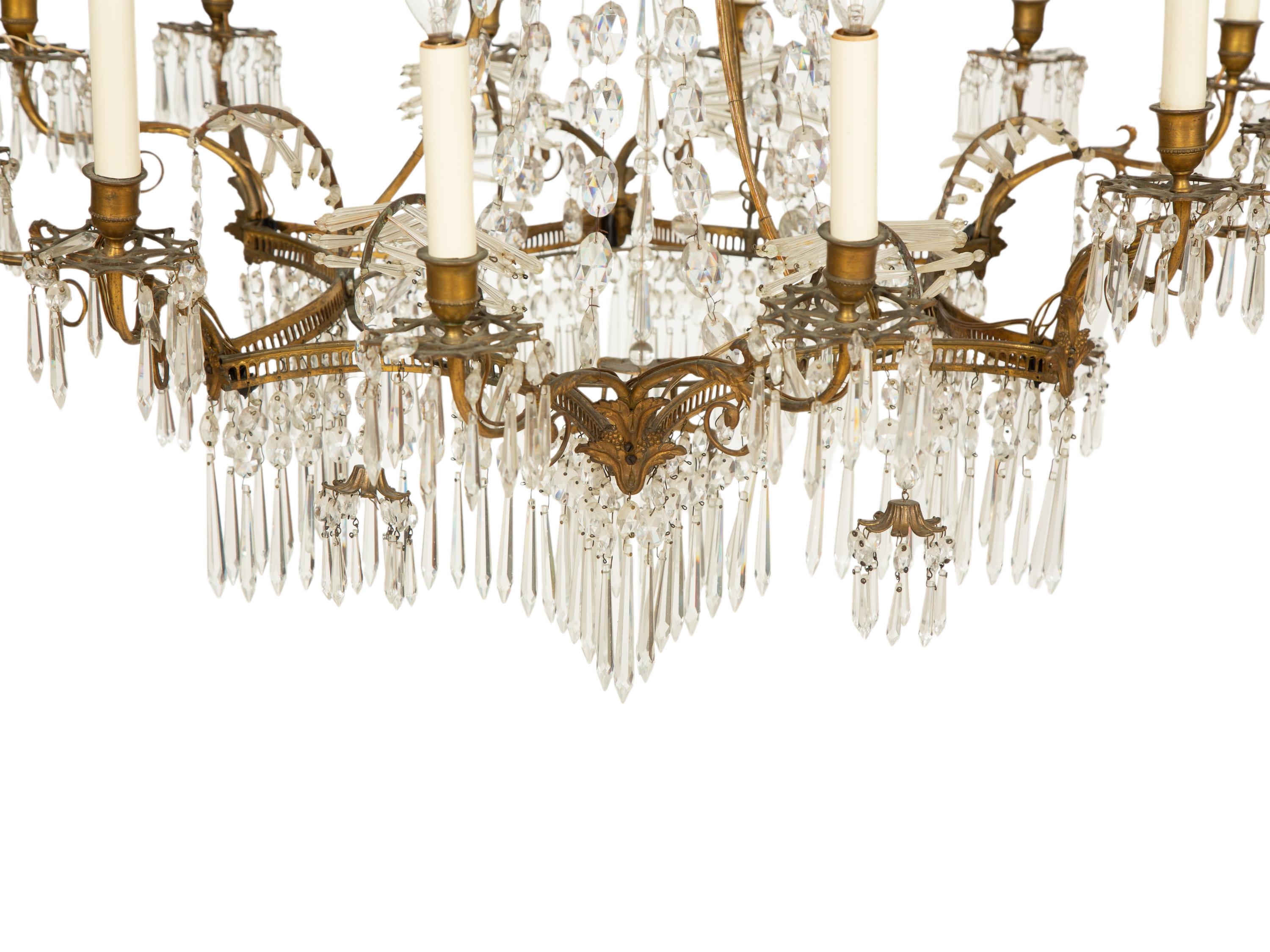 A Baltic Gilt Bronze and Cut Glass Chandelier