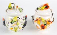 A Pair of French Hand Painted Covered Pots Height 6 inches. — by Sam for Dior