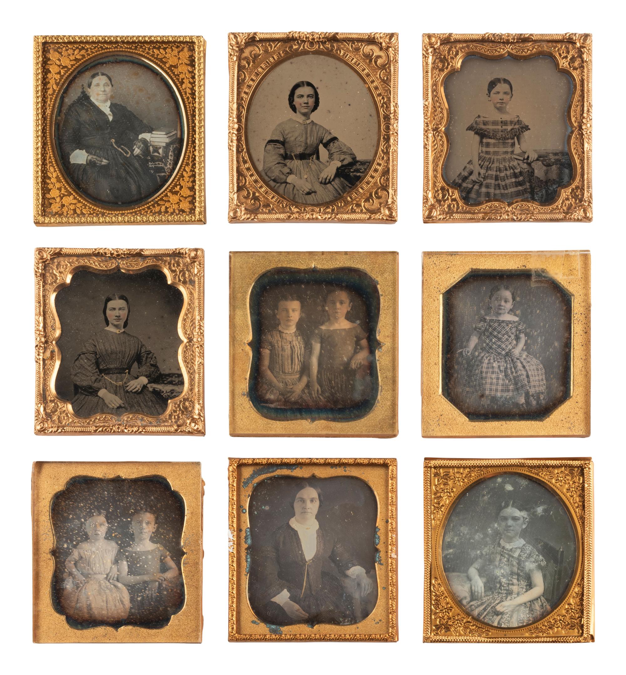 [EARLY PHOTOGRAPHY]. An assortment of cased images, many collected as associated family groups.