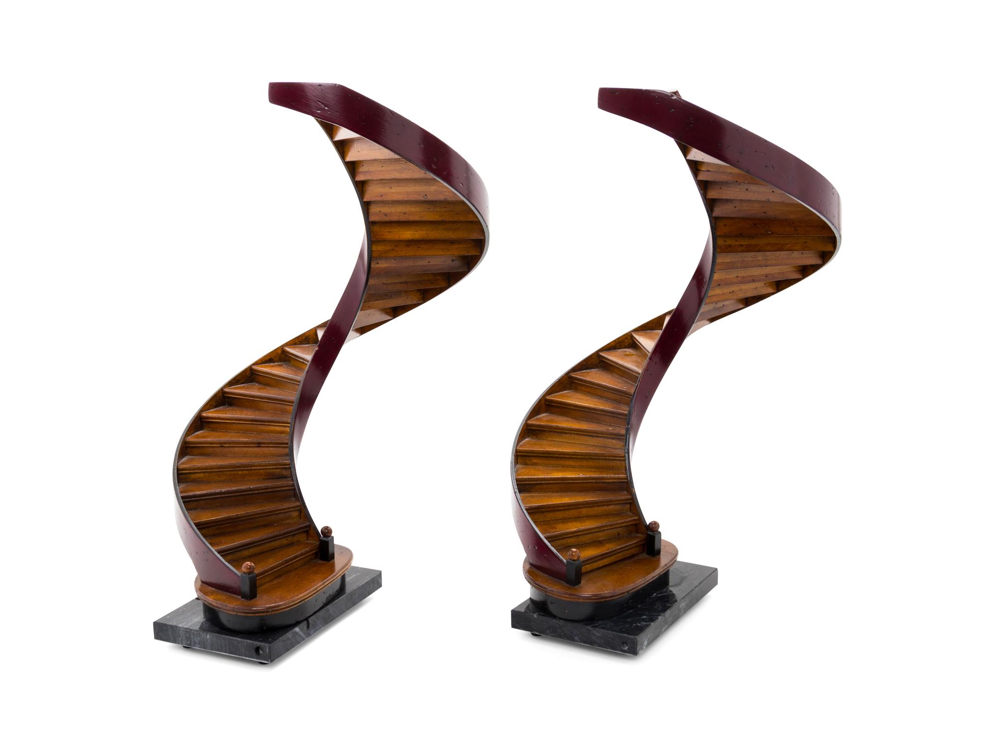 A Pair of Partial Painted Wood Staircase Models