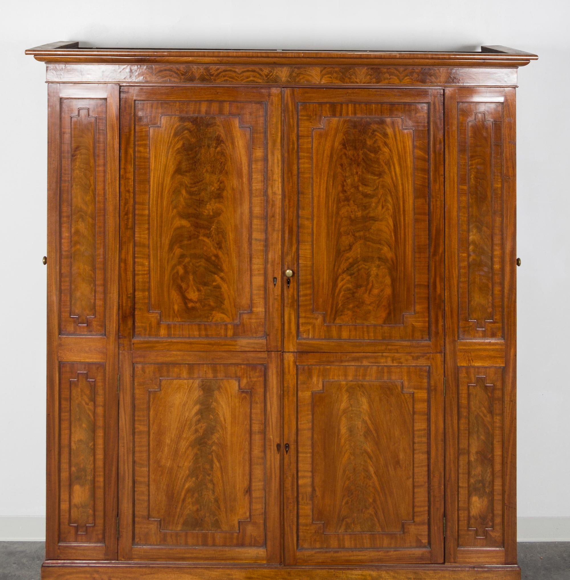 A George III Mahogany Linen Press Height 77 1/2 x width 73 1/4 x depth 25 1/4 inches. — 19TH CENTURY, WITH ALTERATION