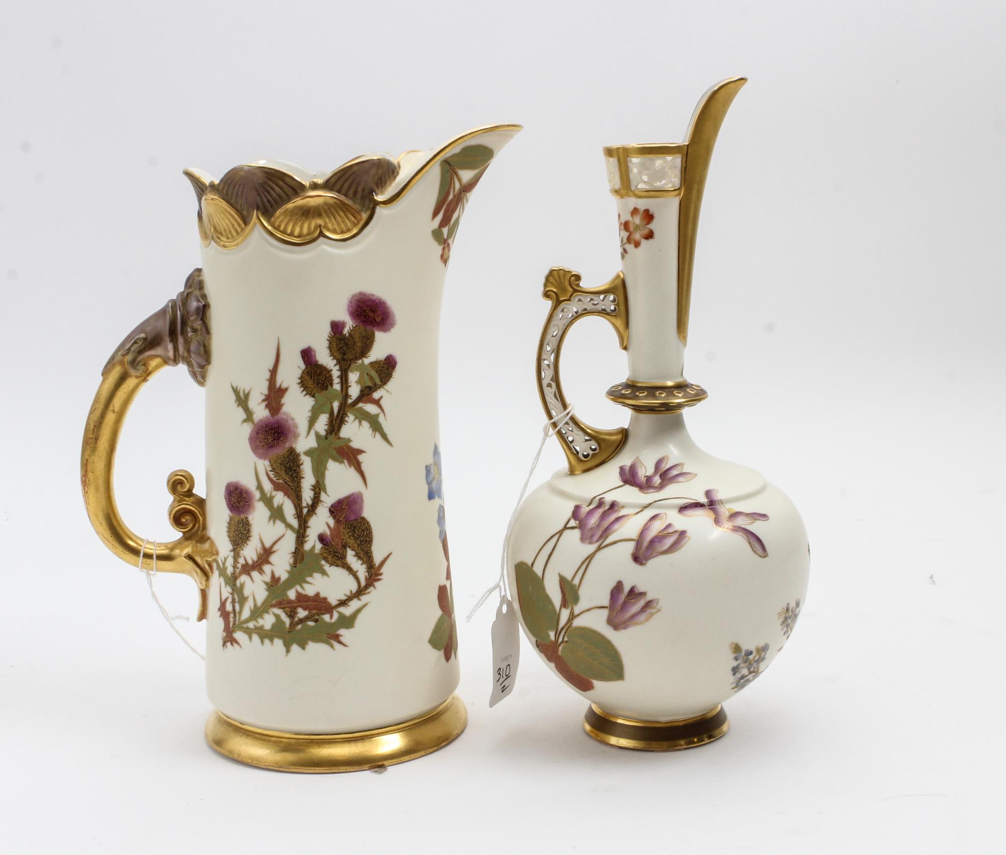 Two Royal Worcester Porcelain Articles Height of taller 9 1/2 inches. — 1886 AND 1889