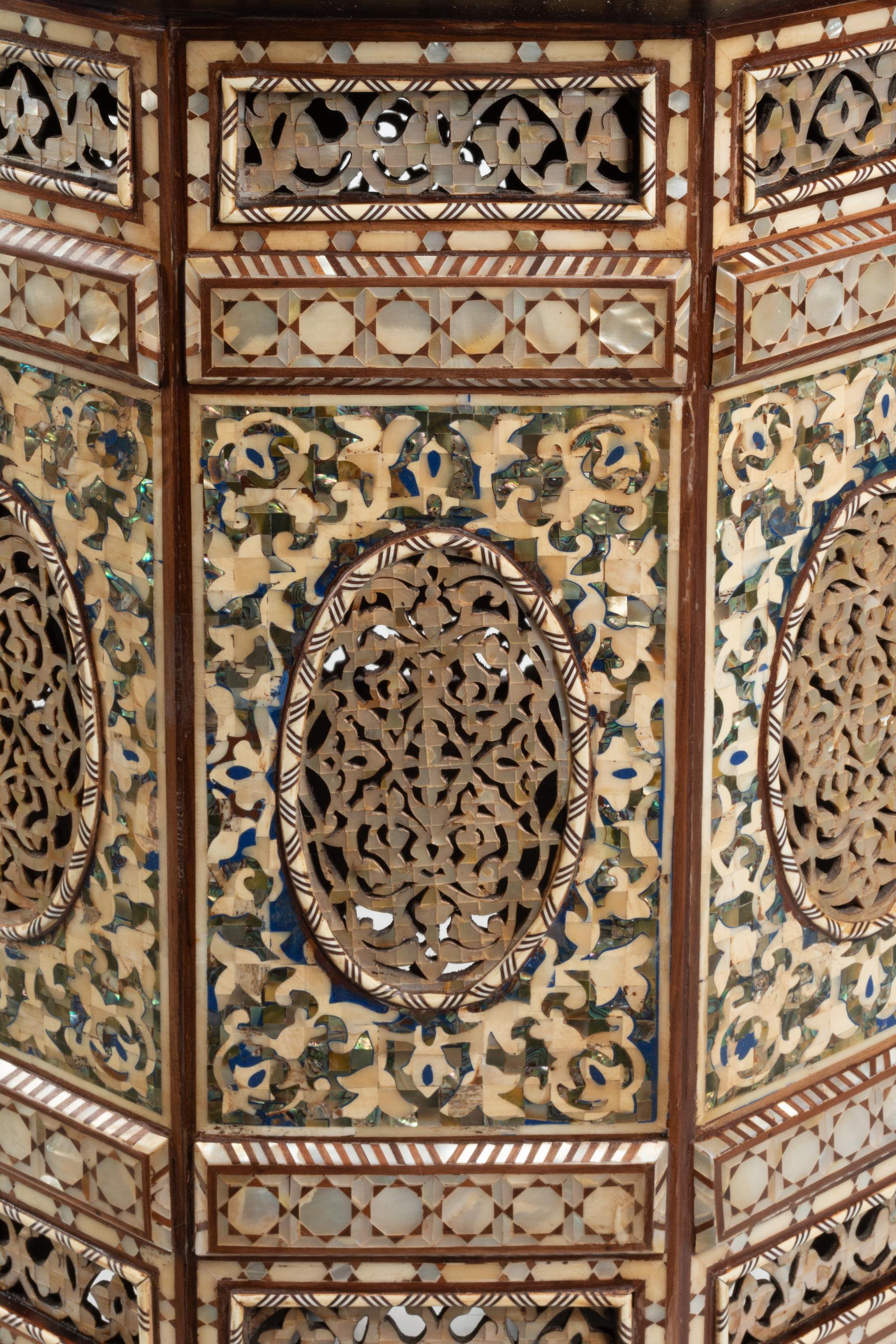 A Pair of Moorish Style Marquetry Decagonal Side Tables