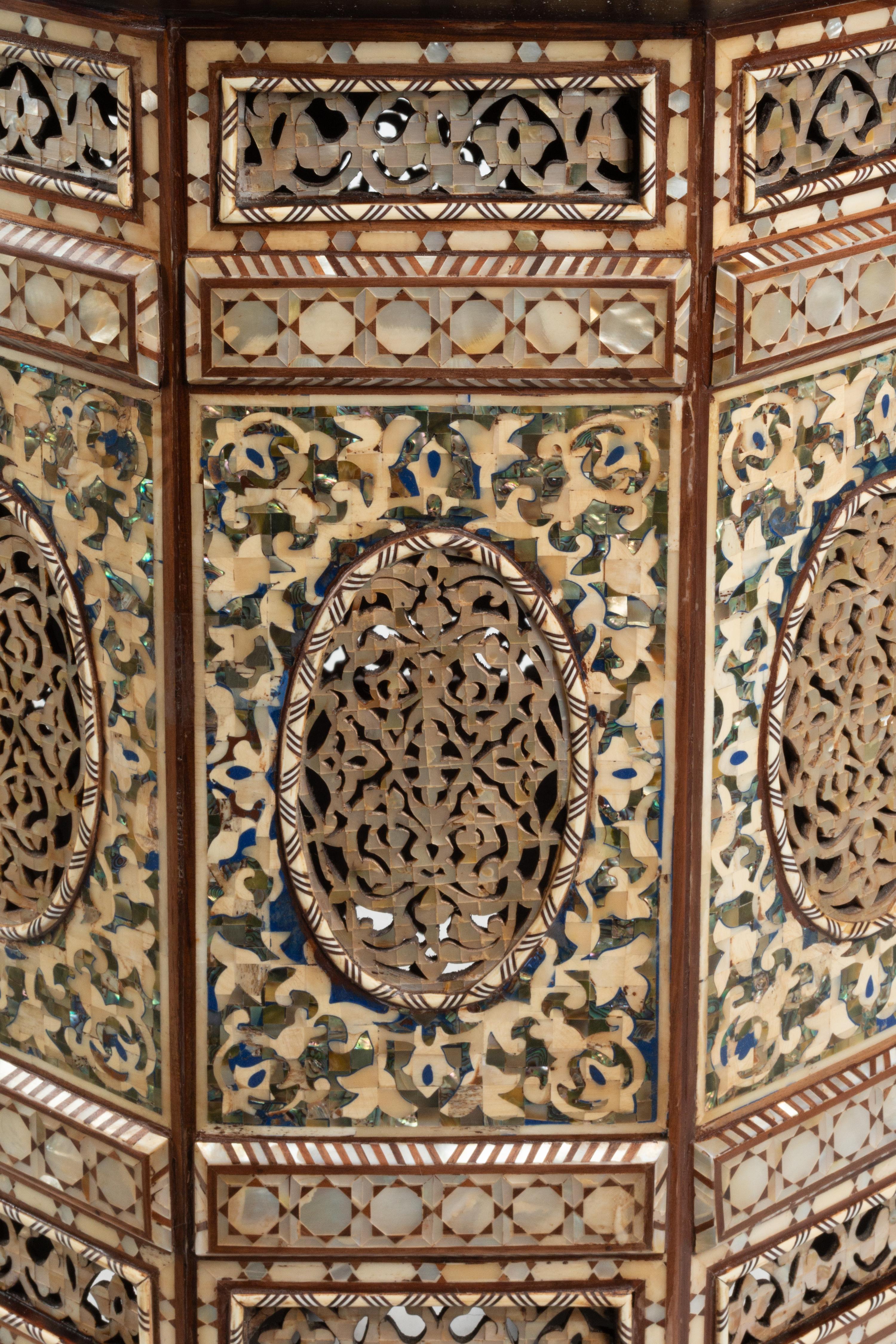 A Pair of Moorish Style Marquetry Decagonal Side Tables