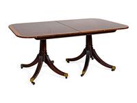 A George II Style Crossbanded Mahogany Two-Pedestal Table — 20TH CENTURY