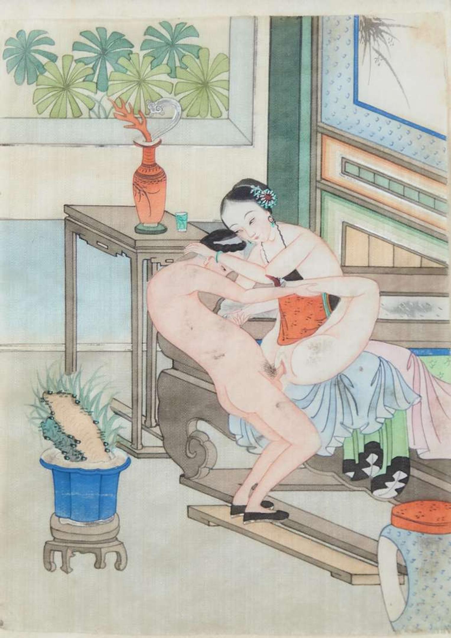 A set of twelve Chinese erotic album leaves, late Qing dynasty to Republic period 春宮圖一組十二幅 晚清至民國