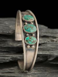 Navajo Silver and Persian Turquoise Cuff Bracelet