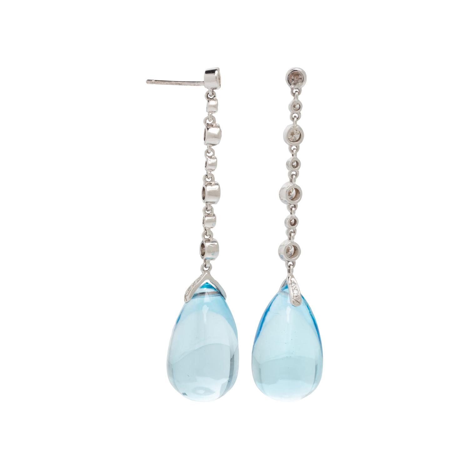 BLUE TOPAZ AND DIAMOND EARRINGS