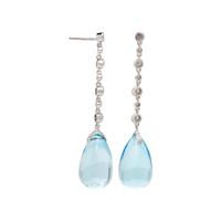 BLUE TOPAZ AND DIAMOND EARRINGS