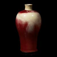 A Chinese Langyao Red Glazed Porcelain Vase, Meiping, Kangxi Period 清康熙 郎紅梅瓶
