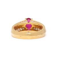 RUBY, DIAMOND, AND YELLOW GOLD RING
