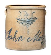 A John MacBride Cobalt Decorated Four-Gallon Stoneware Crock