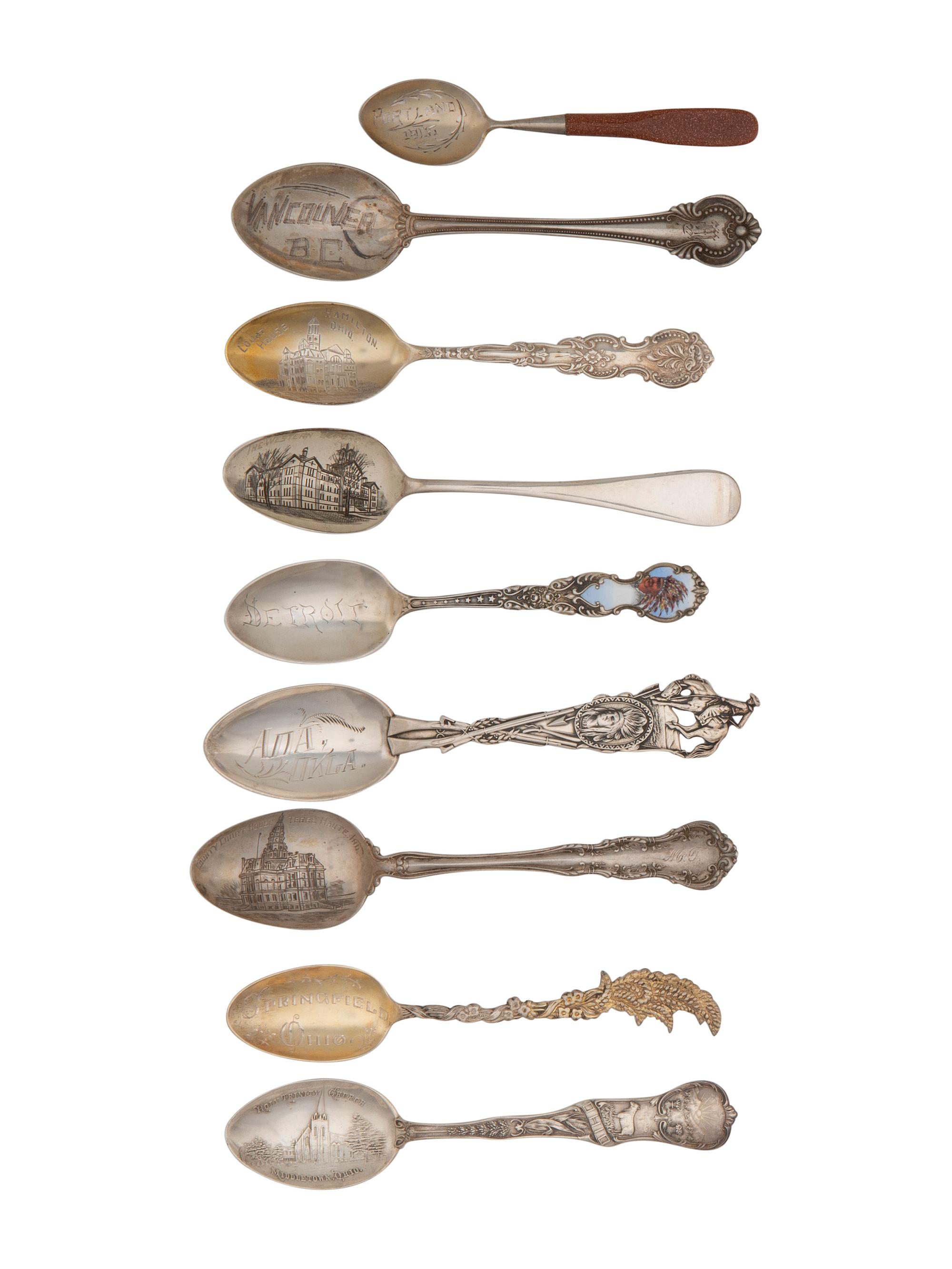 A Collection of Silver Souvenir Spoons