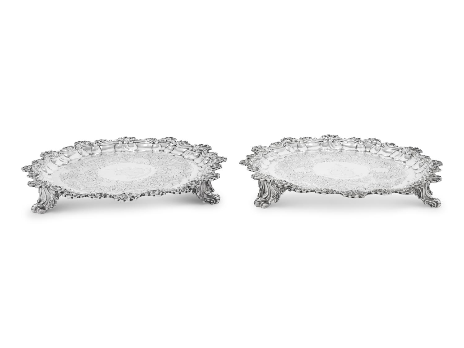 A Pair of George IV Silver Salvers