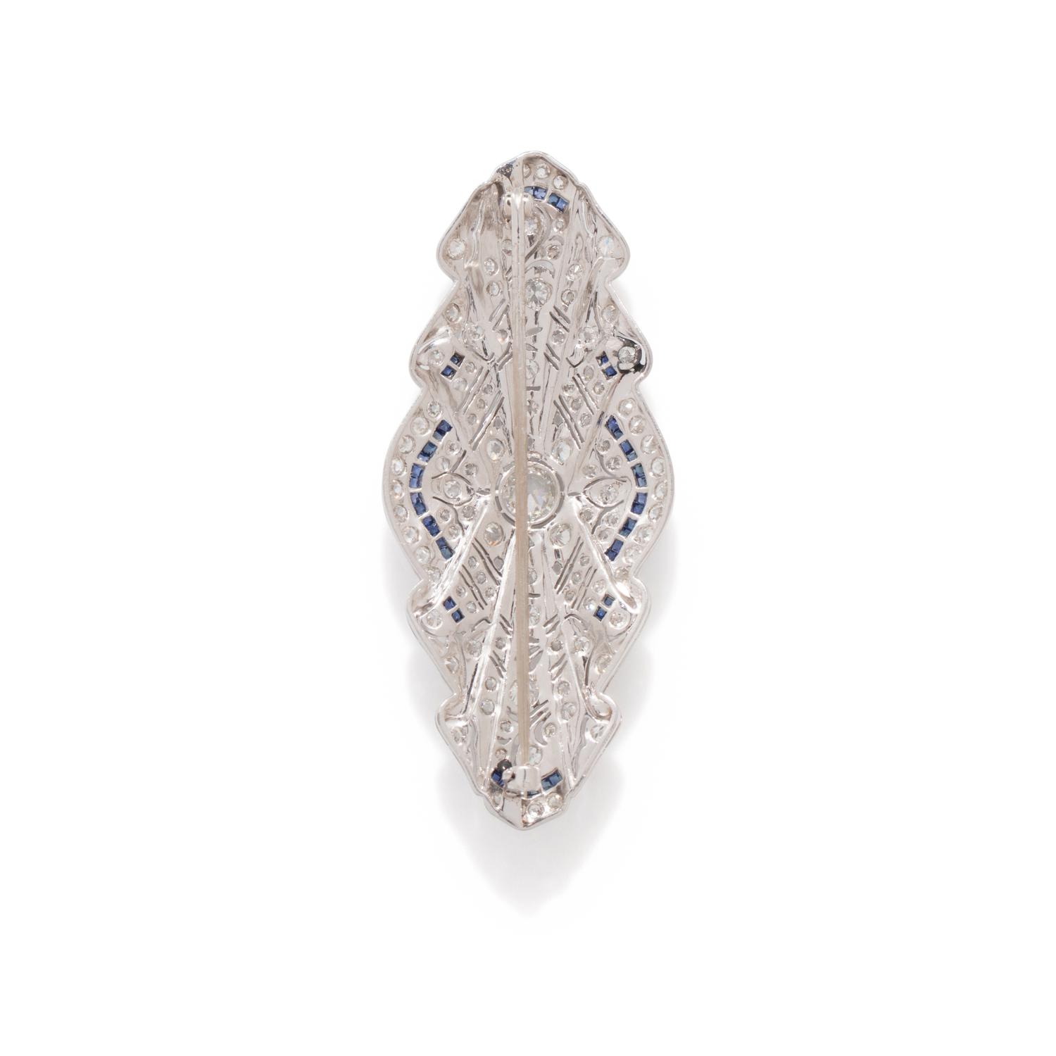 EDWARDIAN, DIAMOND AND SYNTHETIC SAPPHIRE BROOCH
