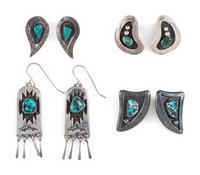 Navajo Silver and Turquoise Earrings