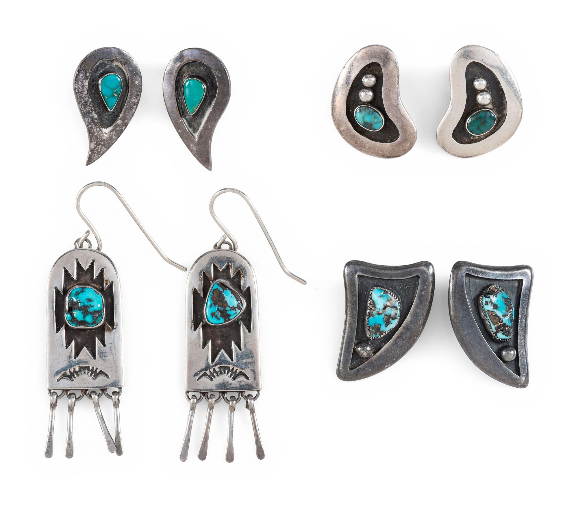 Navajo Silver and Turquoise Earrings