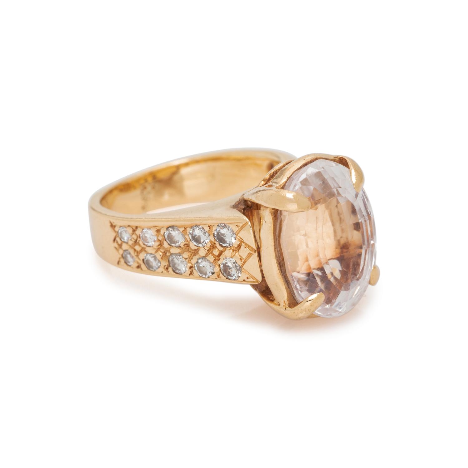KUNZITE AND DIAMOND RING