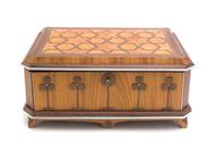 A Continental Parquetry Table Casket, Width 12 1/8 inches.