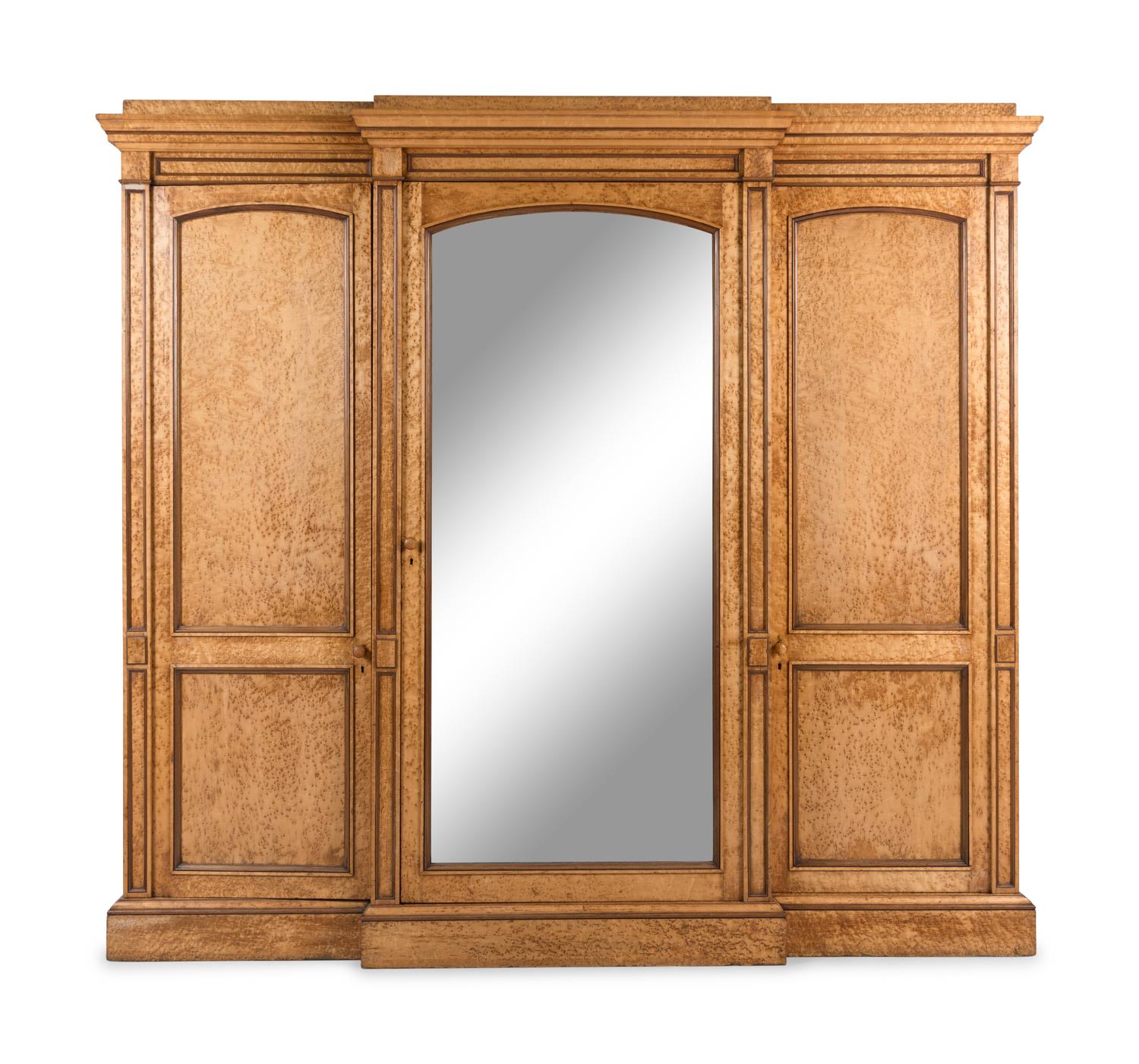 A Large English Bird's Eye Maple Wardrobe