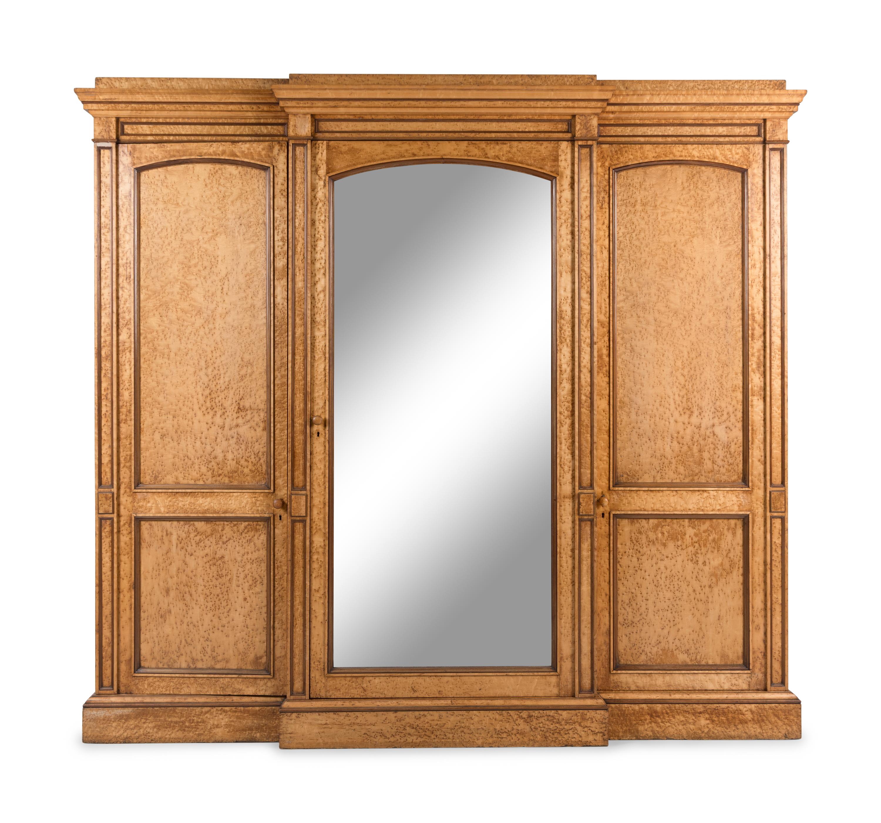 A Large English Bird's Eye Maple Wardrobe