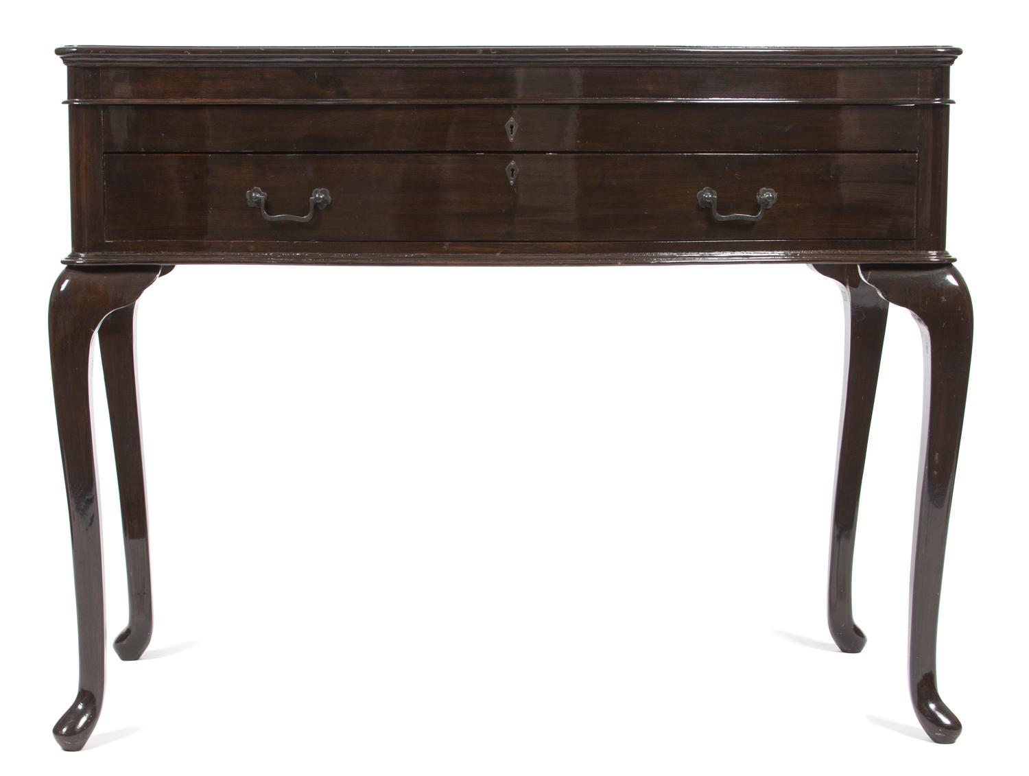 A Queen Anne Style Lacquered Flatware Chest Height 33 x width 32 x depth 20 1/2 inches. — 19TH/20TH CENTURY