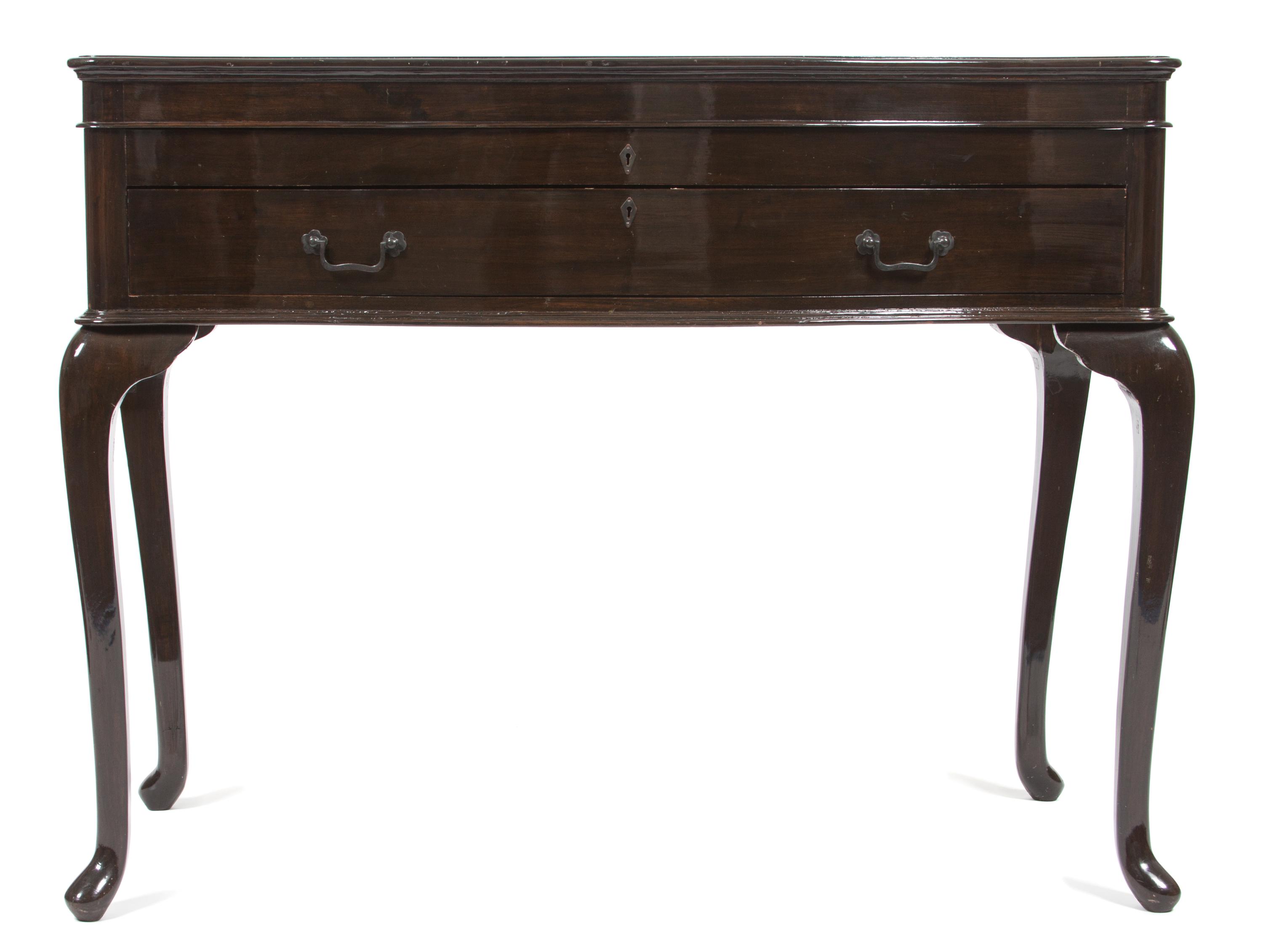 A Queen Anne Style Lacquered Flatware Chest Height 33 x width 32 x depth 20 1/2 inches. — 19TH/20TH CENTURY
