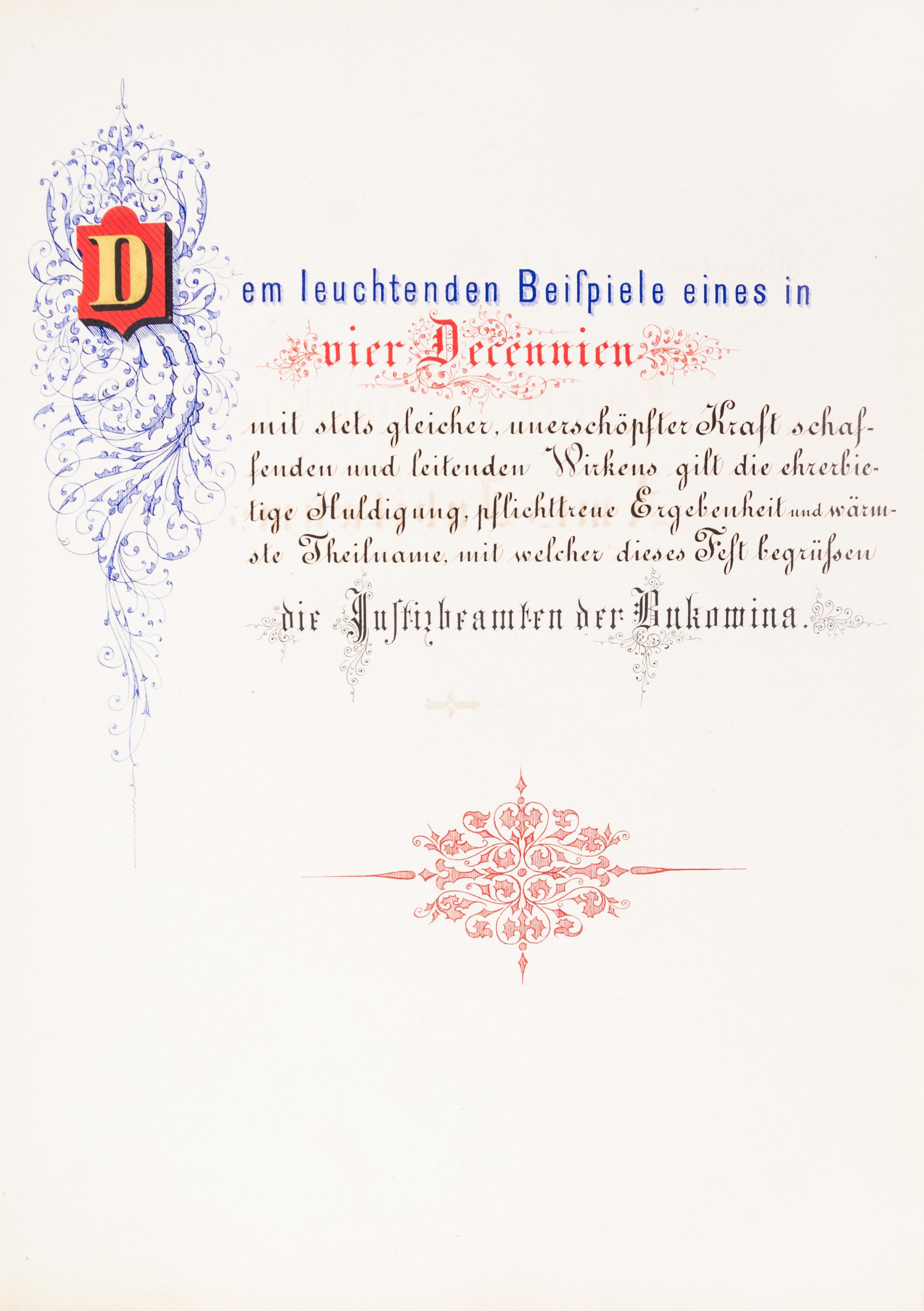 (PHOTO ALBUM) Seiner Excellenz dem hochwohlgebornen.. [Commemorative Album...] Liev, November, 1876. Folio, finely bound album.