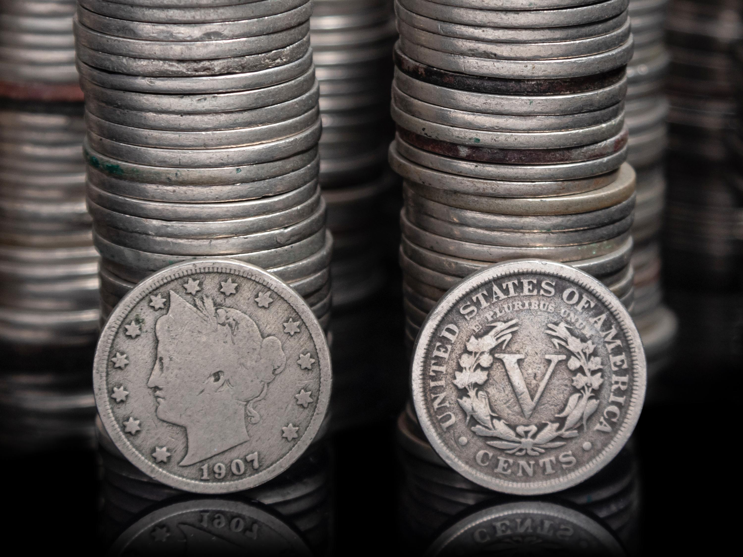A Large Collection of Liberty Head 5c Coins