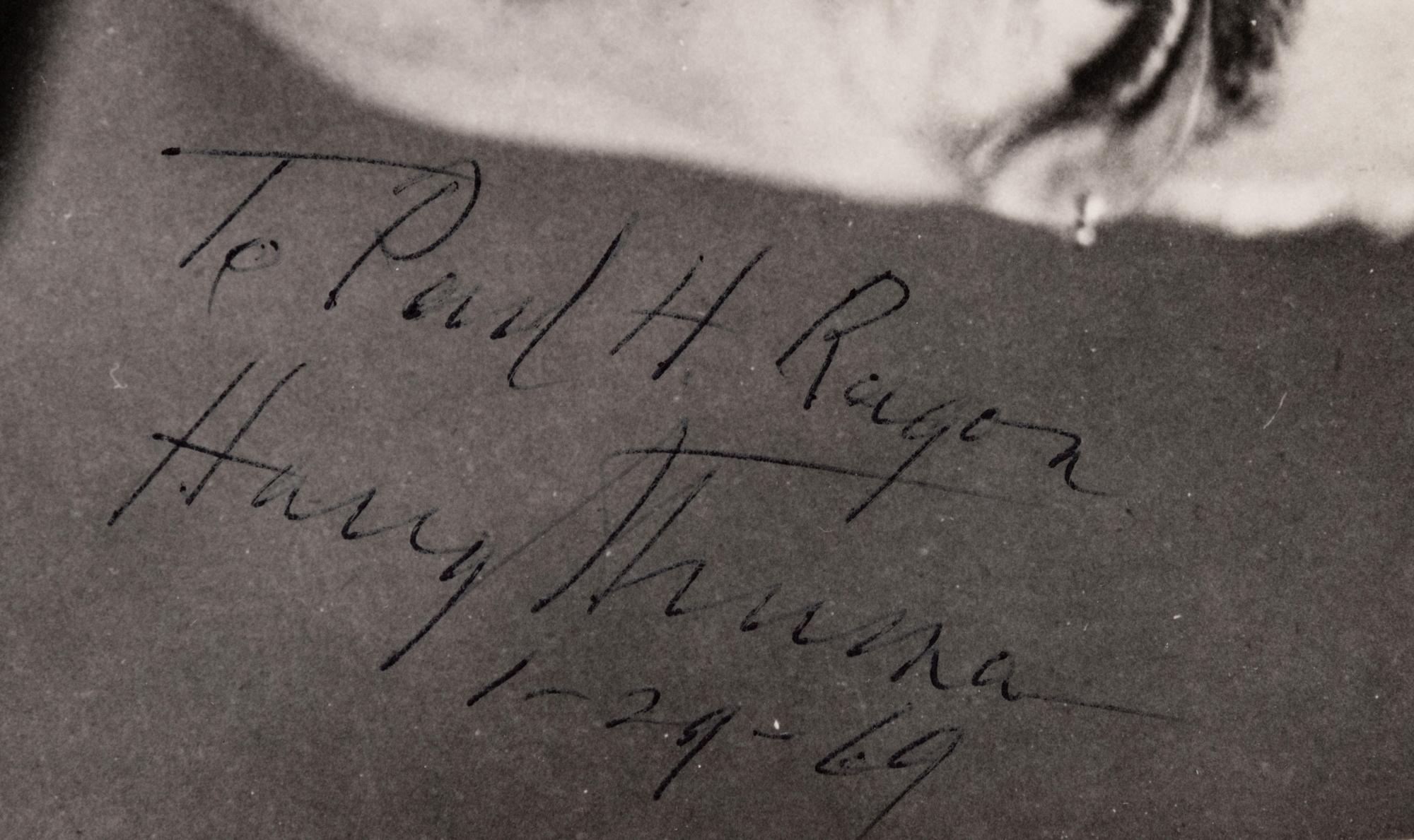 TRUMAN, Harry S. (1884-1972), President. Photograph signed and inscribed ("Harry Truman"), to Paul H. Ragon. N.p., January 29, 1969.