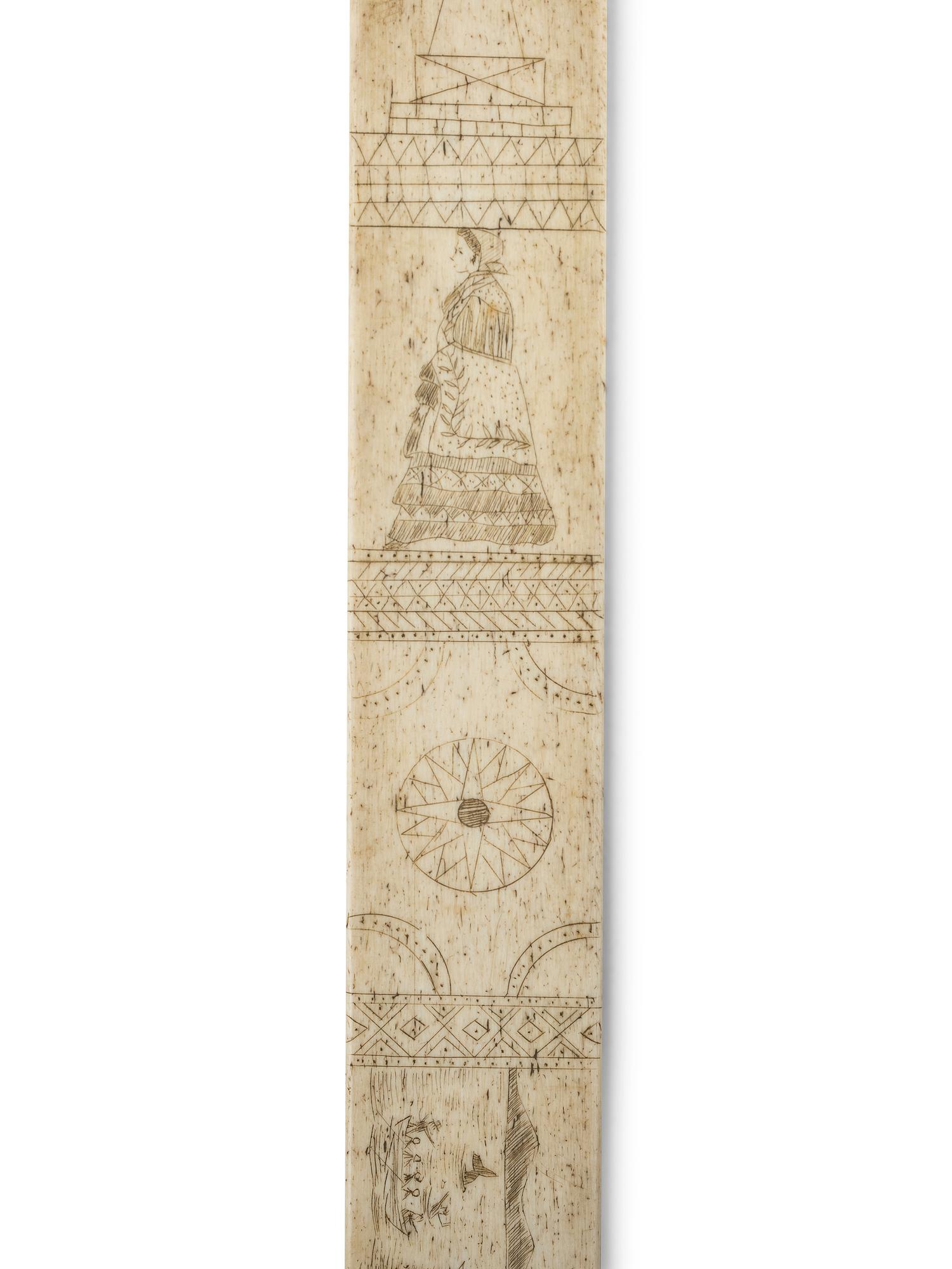 A Scrimshaw Corset Busk with Whale Hunting Scene
