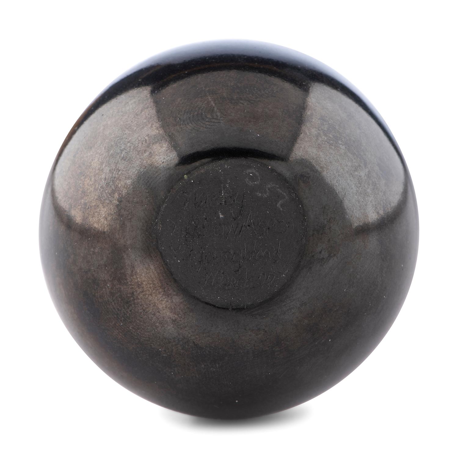 Miniature Blackware Pottery Vase, Carved with Avanyu , 1977