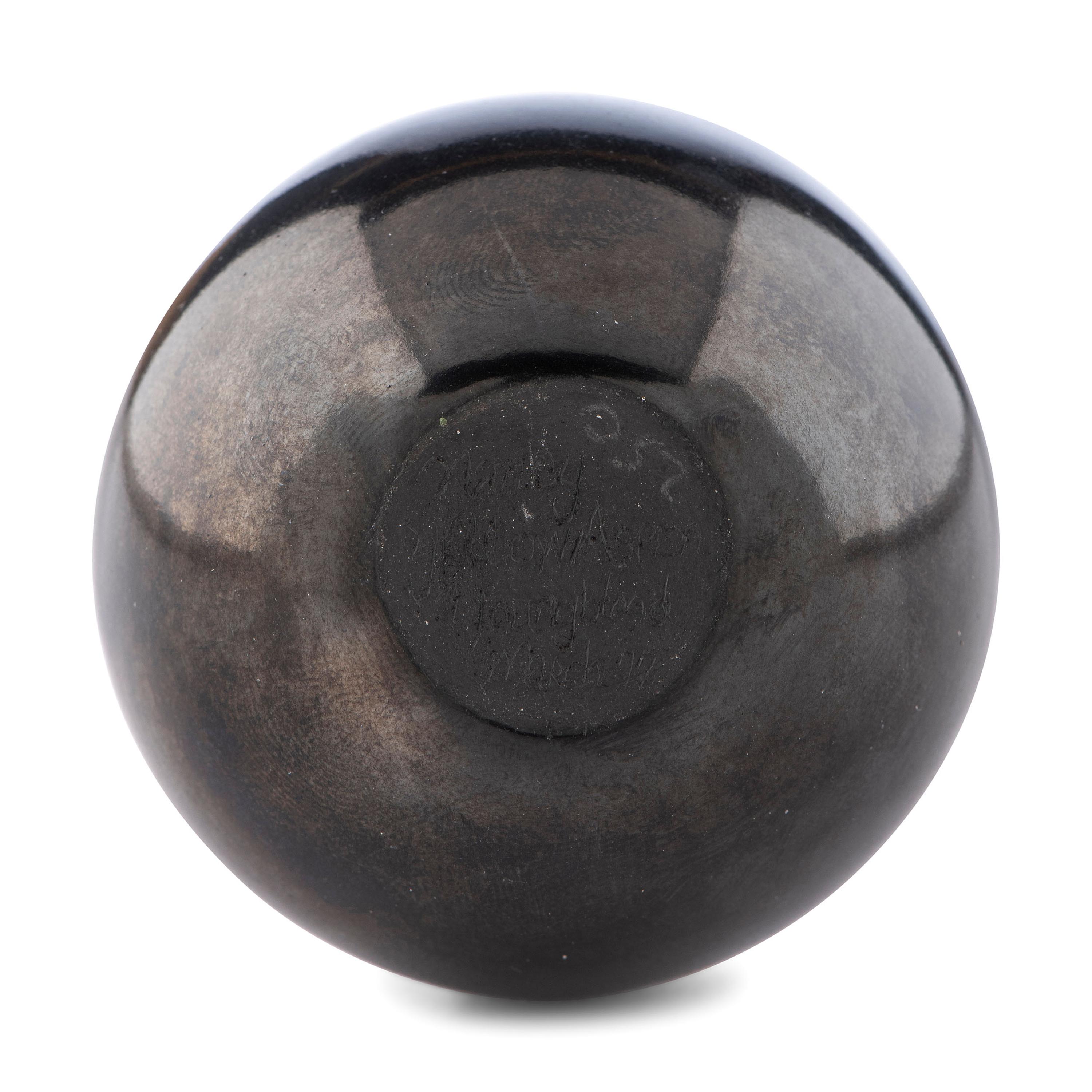 Miniature Blackware Pottery Vase, Carved with Avanyu , 1977