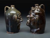 Two Southern Stoneware Face Jugs