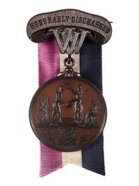 [CIVIL WAR]. West Virginia Honorably Discharged medal presented to James H. Smell, Co. C., 14th West Virginia Infantry.