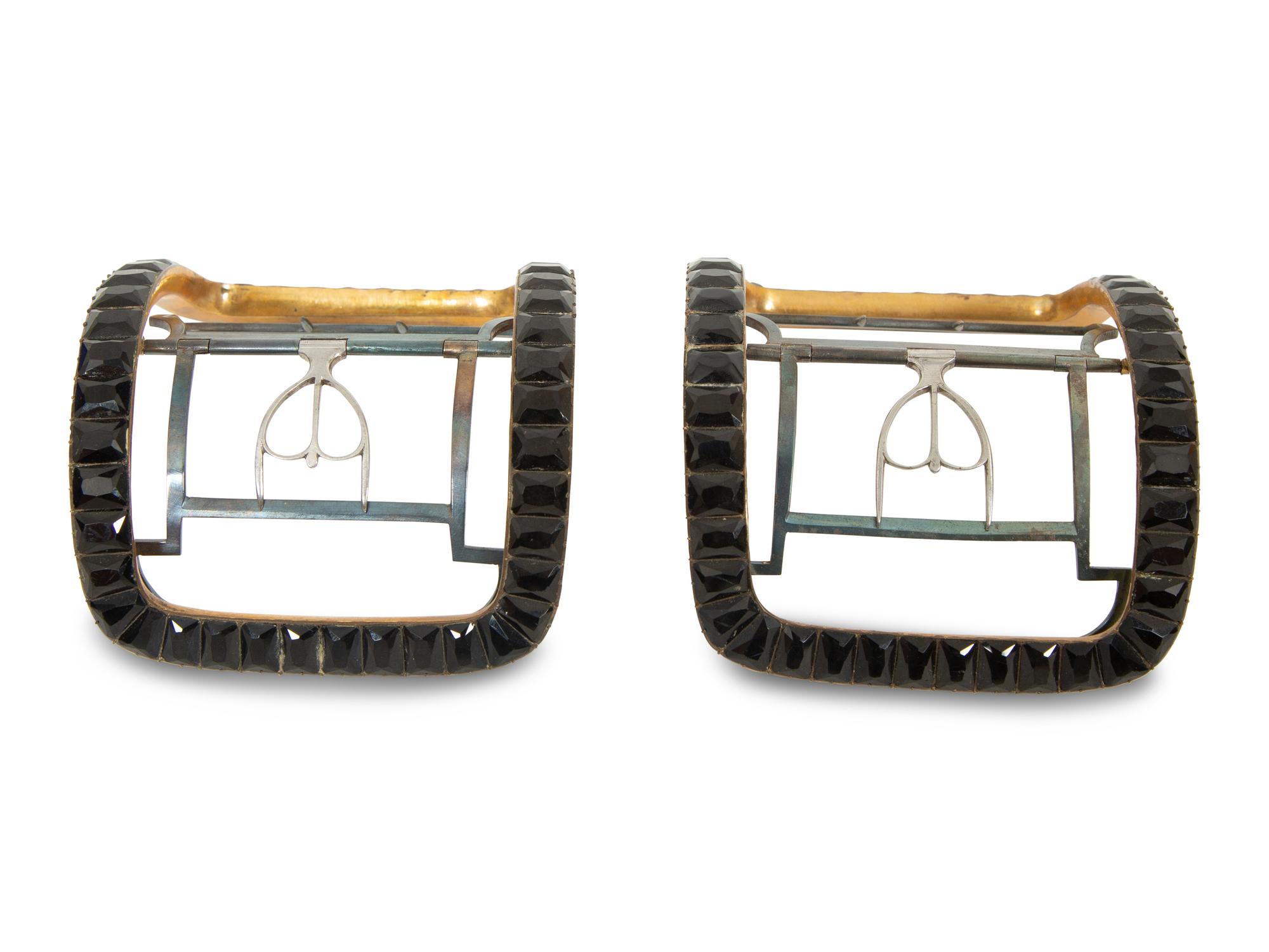 A Pair of Georgian Black Jet Stone Inlaid Shoe Buckles