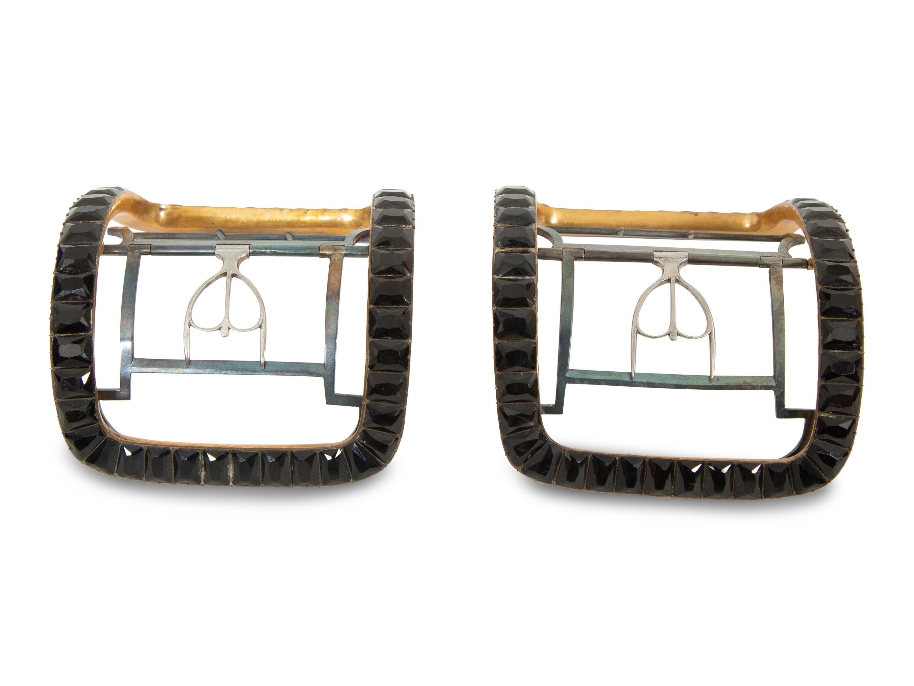 A Pair of Georgian Black Jet Stone Inlaid Shoe Buckles
