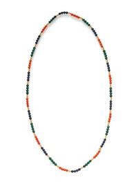 COLLECTION OF YELLOW GOLD AND MULTIGEM BEAD NECKLACES