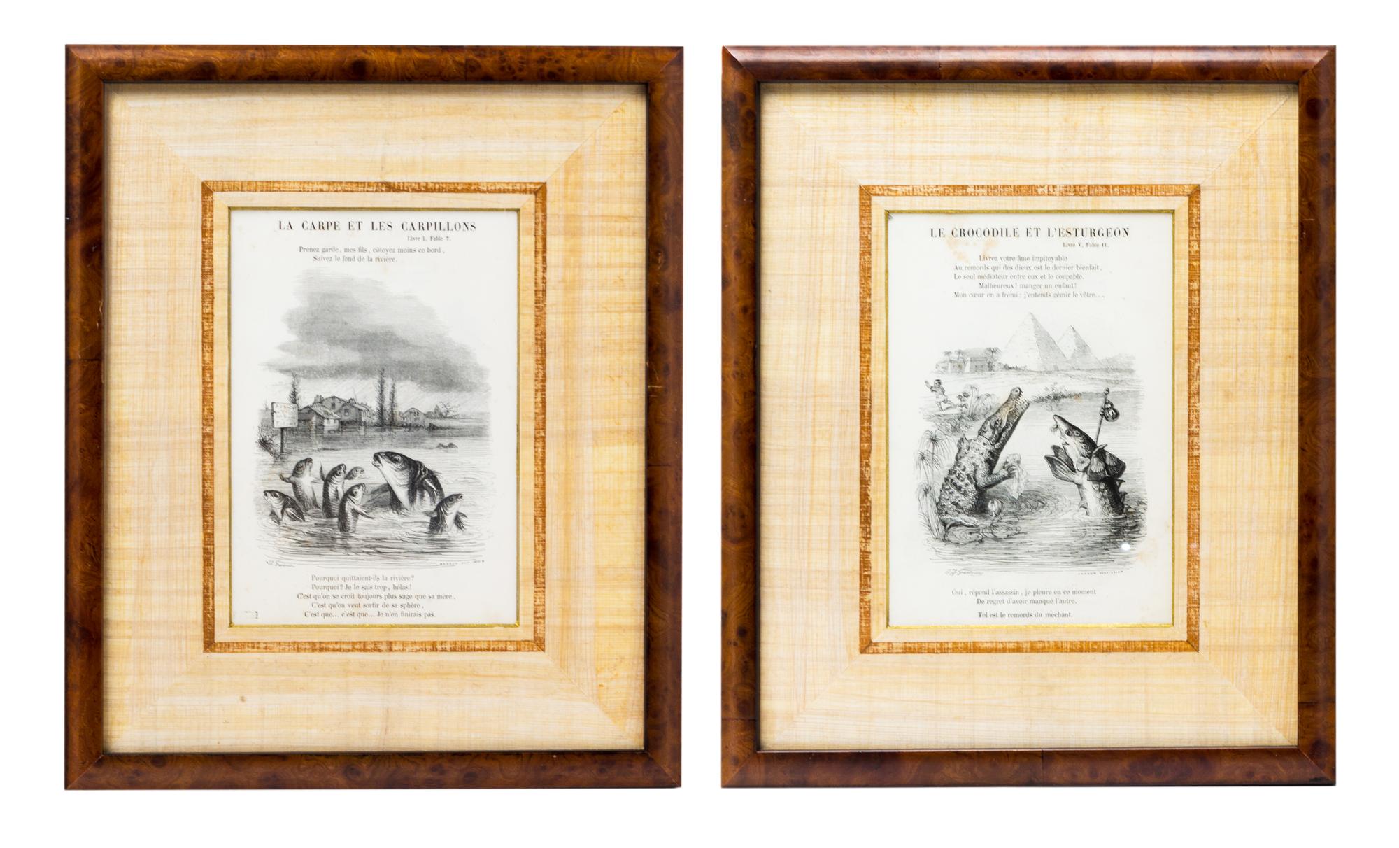 A Set of Eight French Children's Book Illustrations, , depicting various nursery tales.