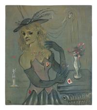Portrait of Gertrude Abercrombie ; Black Woman with Black Dog and Red Bricks (double-sided work), 1941-42