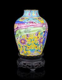 A Famille Rose Painted Enamel on Copper 'Trompe L’oeil' Jar