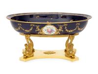 A Sèvres Style Porcelain Center Bowl on Gilt Bronze Stand