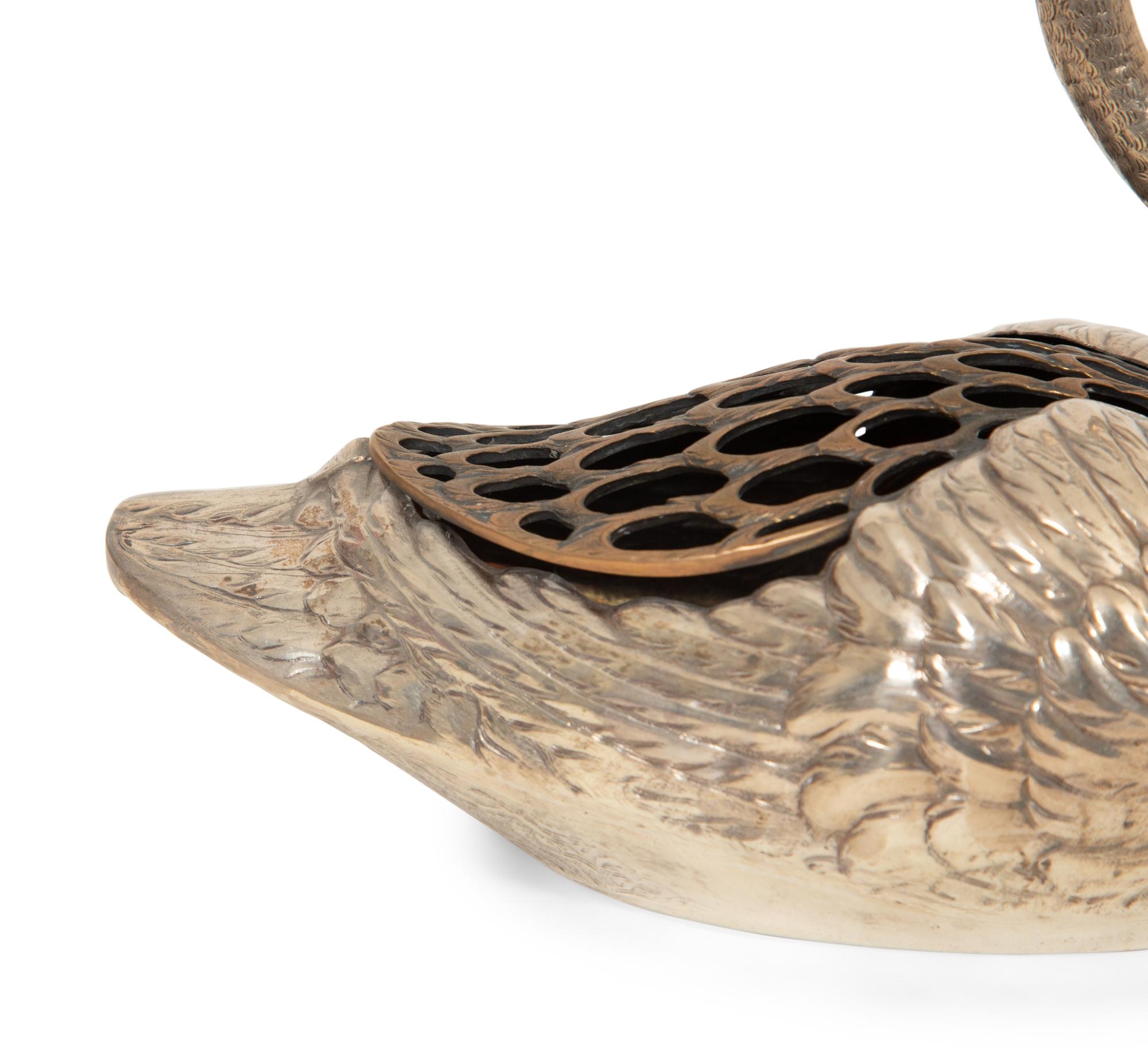 A Pair of American Silver Swan Table Ornaments
