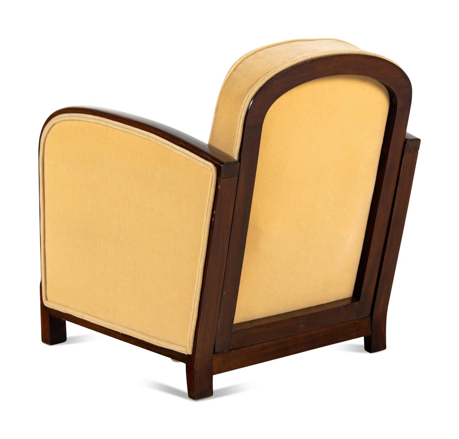 Mahogany and Mohair Armchair, c. 1930 France